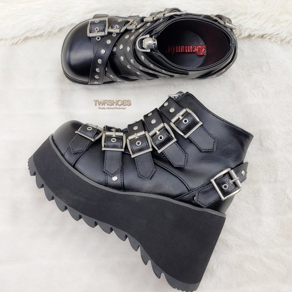 Platform Goth Boot Bootie Skull Head - Picture 10 of 13